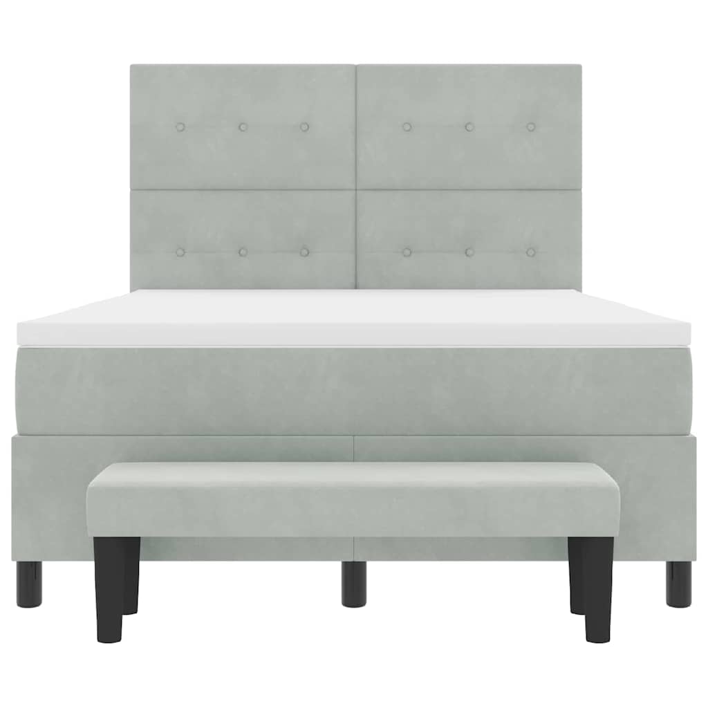 Lit à ressorts avec matelas Gris clair 140 x 200 cm Velours - XIOS