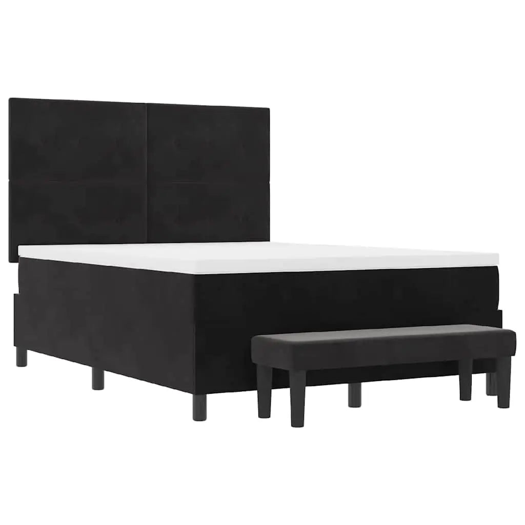 Lit à ressorts avec coussin Noir 200 x 140 cm Velours - XIOS