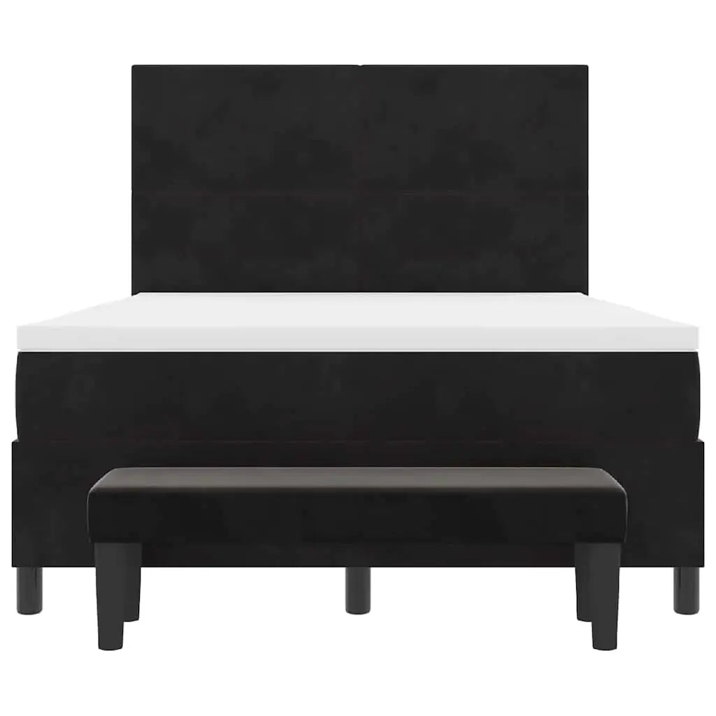 Lit à ressorts avec coussin Noir 200 x 140 cm Velours - XIOS