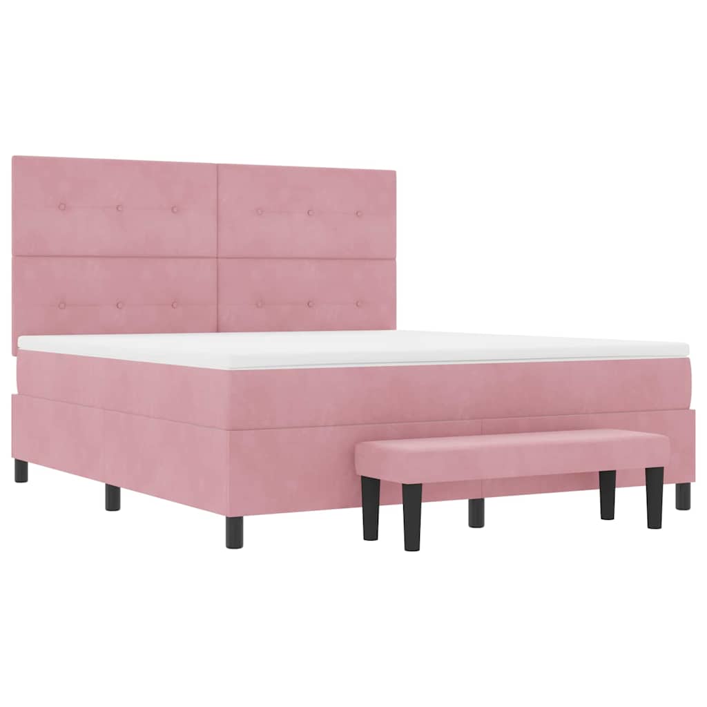 Lit à ressorts avec tête de lit Rose 200 x 180 cm Velours