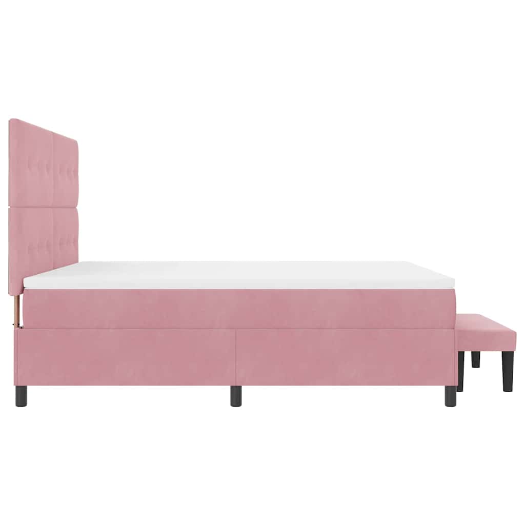 Lit à ressorts avec tête de lit Rose 200 x 180 cm Velours