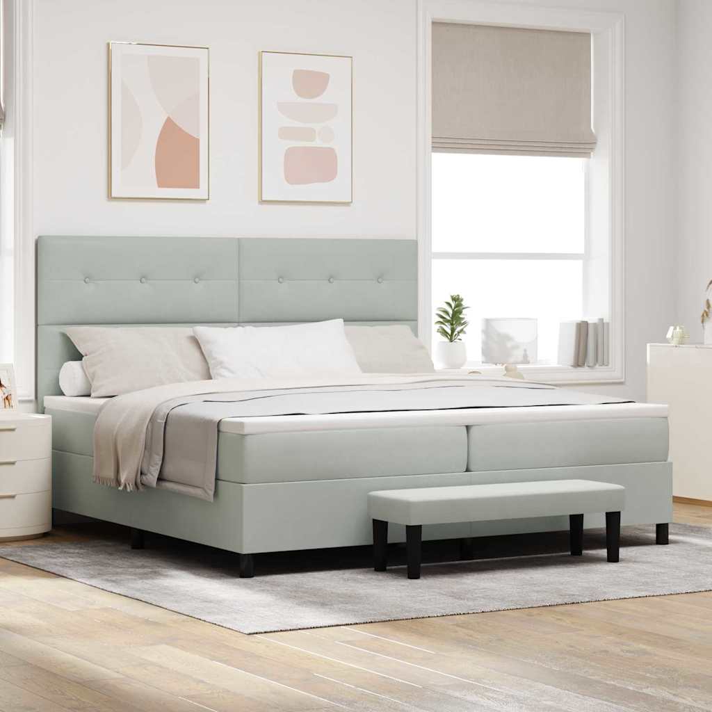 Lit à ressorts avec matelas Gris clair 200 x 200 cm Velours - XIOS