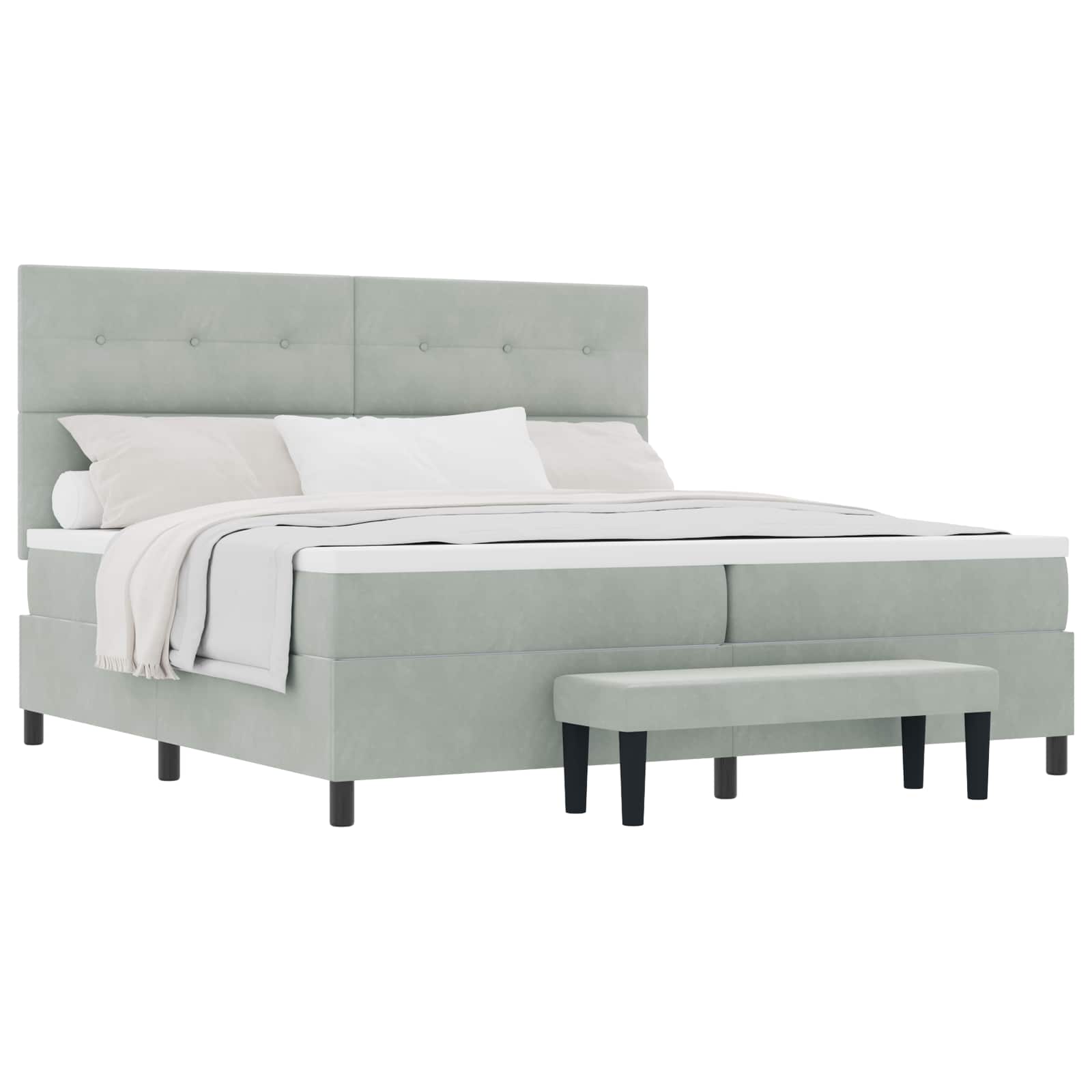 Lit à ressorts avec matelas Gris clair 200 x 200 cm Velours - XIOS