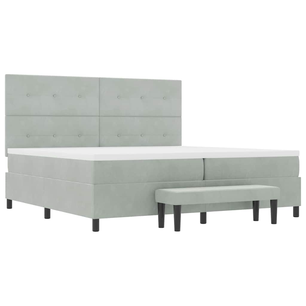 Lit à ressorts avec matelas Gris clair 200 x 200 cm Velours - XIOS