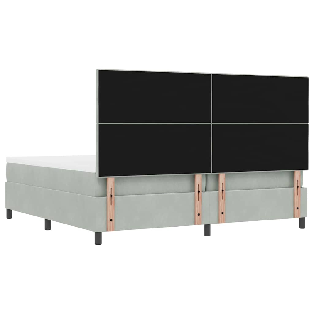 Lit à ressorts avec matelas Gris clair 200 x 200 cm Velours - XIOS