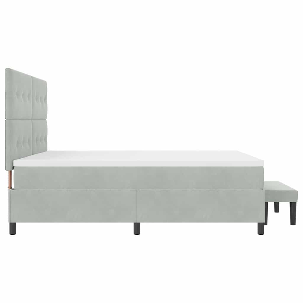 Lit à ressorts avec matelas Gris clair 200 x 200 cm Velours - XIOS