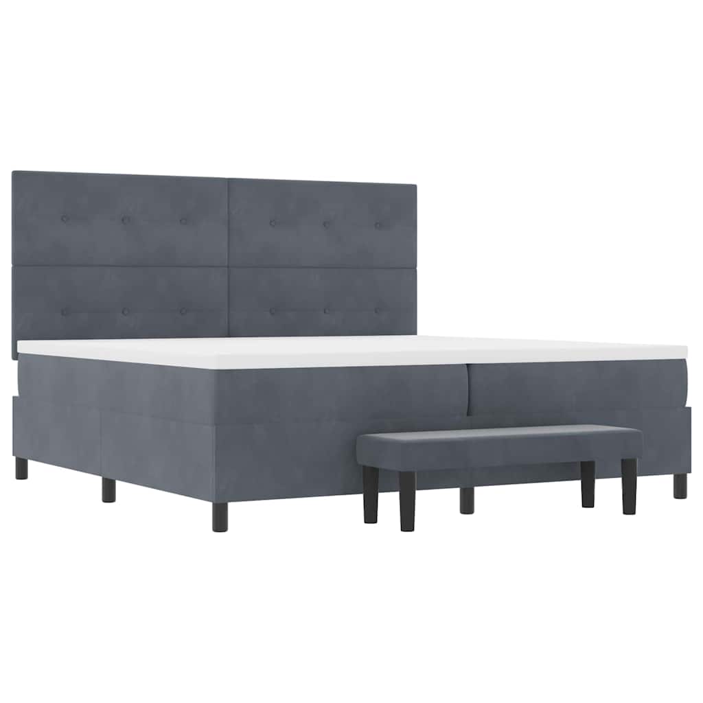Lit à ressorts avec matelas Gris foncé 200 x 200 cm Velours - XIOS