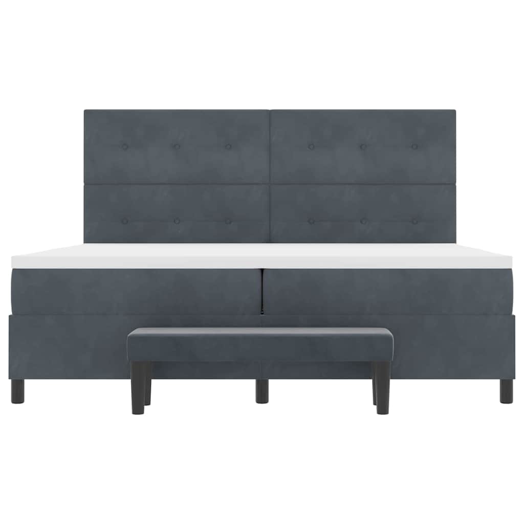 Lit à ressorts avec matelas Gris foncé 200 x 200 cm Velours - XIOS