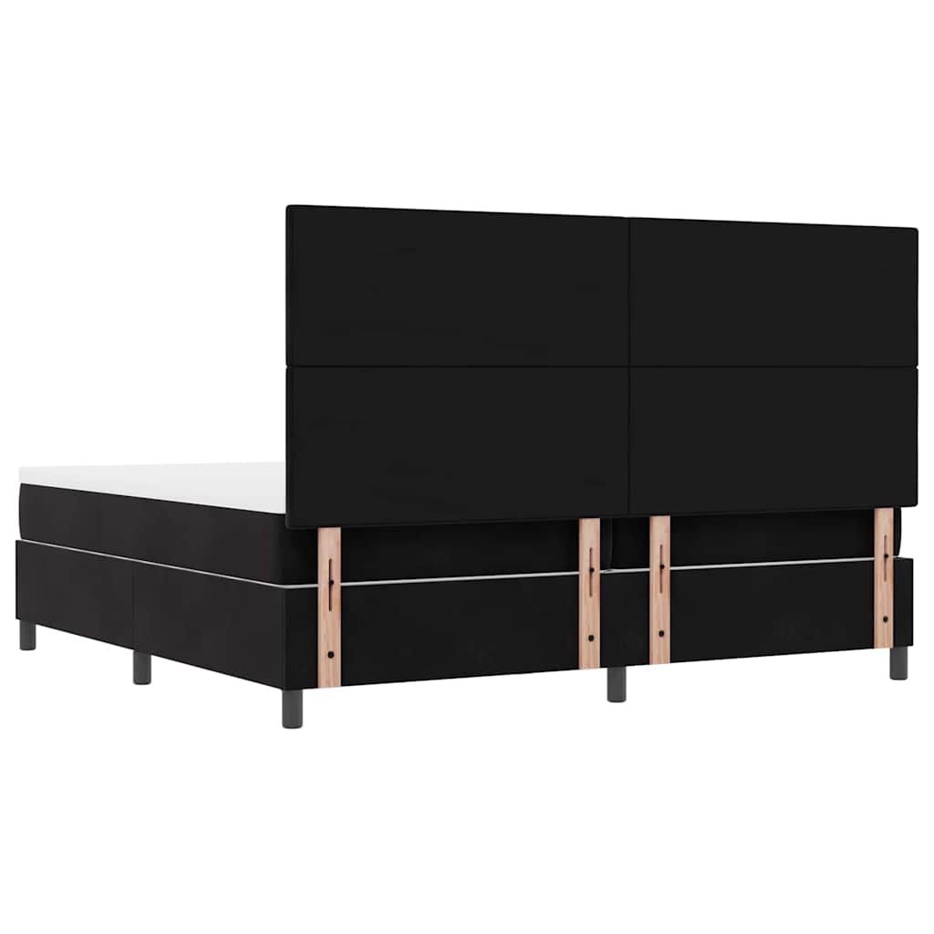 Lit à ressorts avec matelas Noir 200 x 200 cm Velours - XIOS