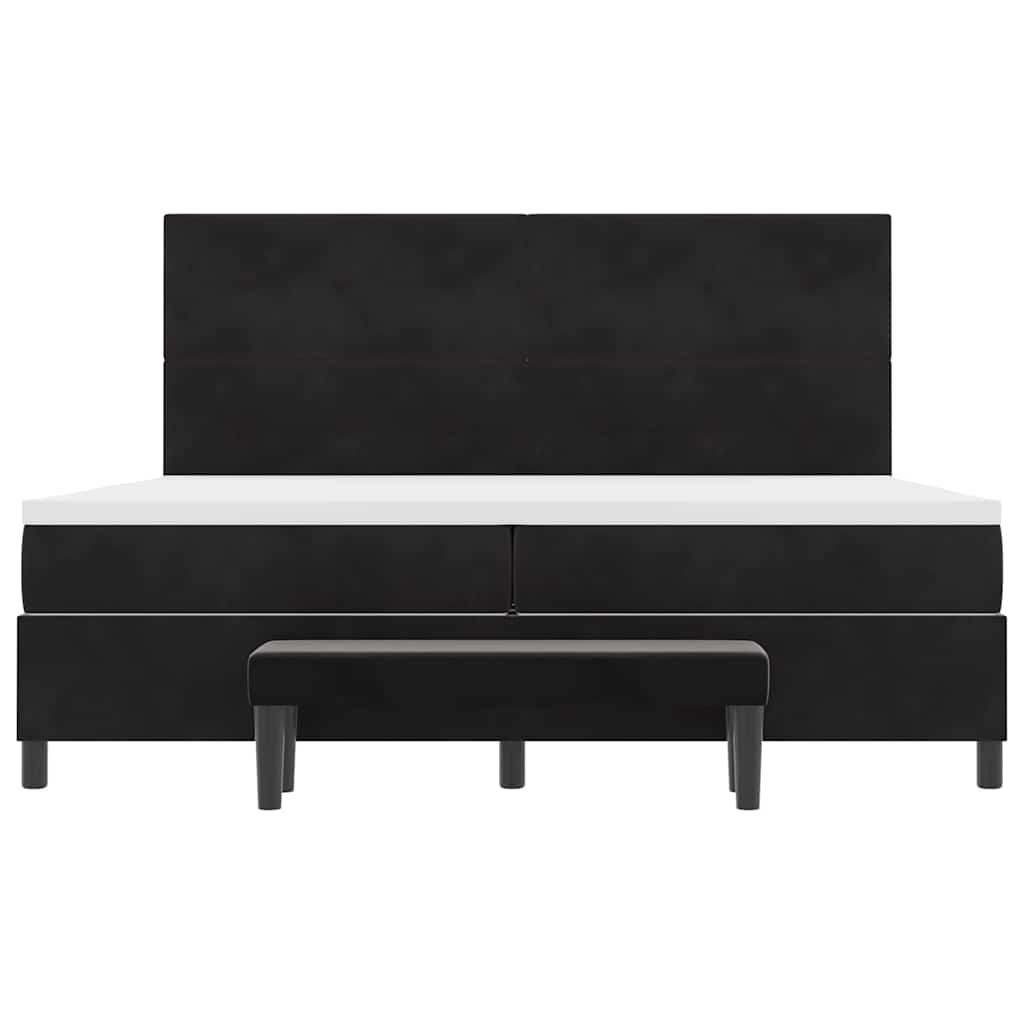 Lit à ressorts avec matelas Noir 200 x 200 cm Velours - XIOS