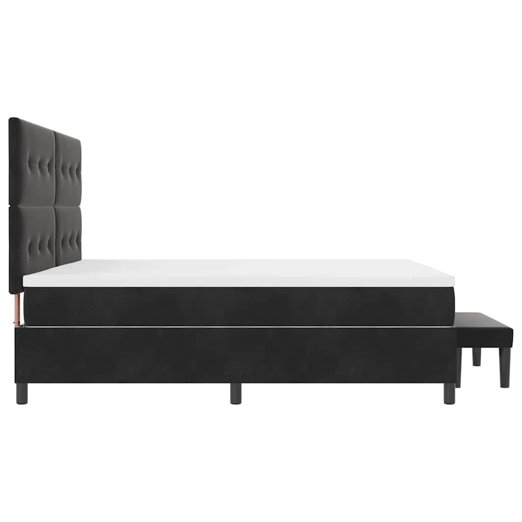 Lit à ressorts avec matelas Noir 200 x 200 cm Velours - XIOS