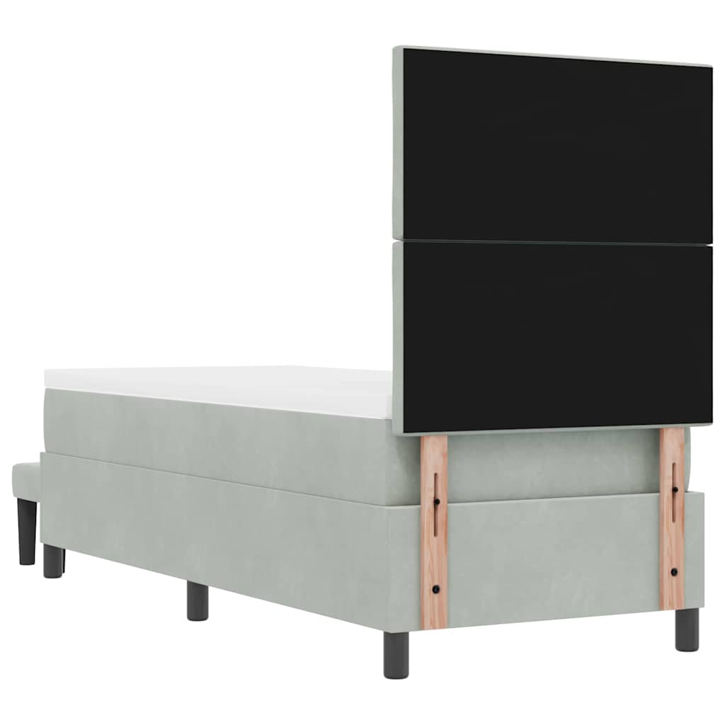 Lit à ressorts avec tête de lit Gris clair 200 x 80 cm Velours