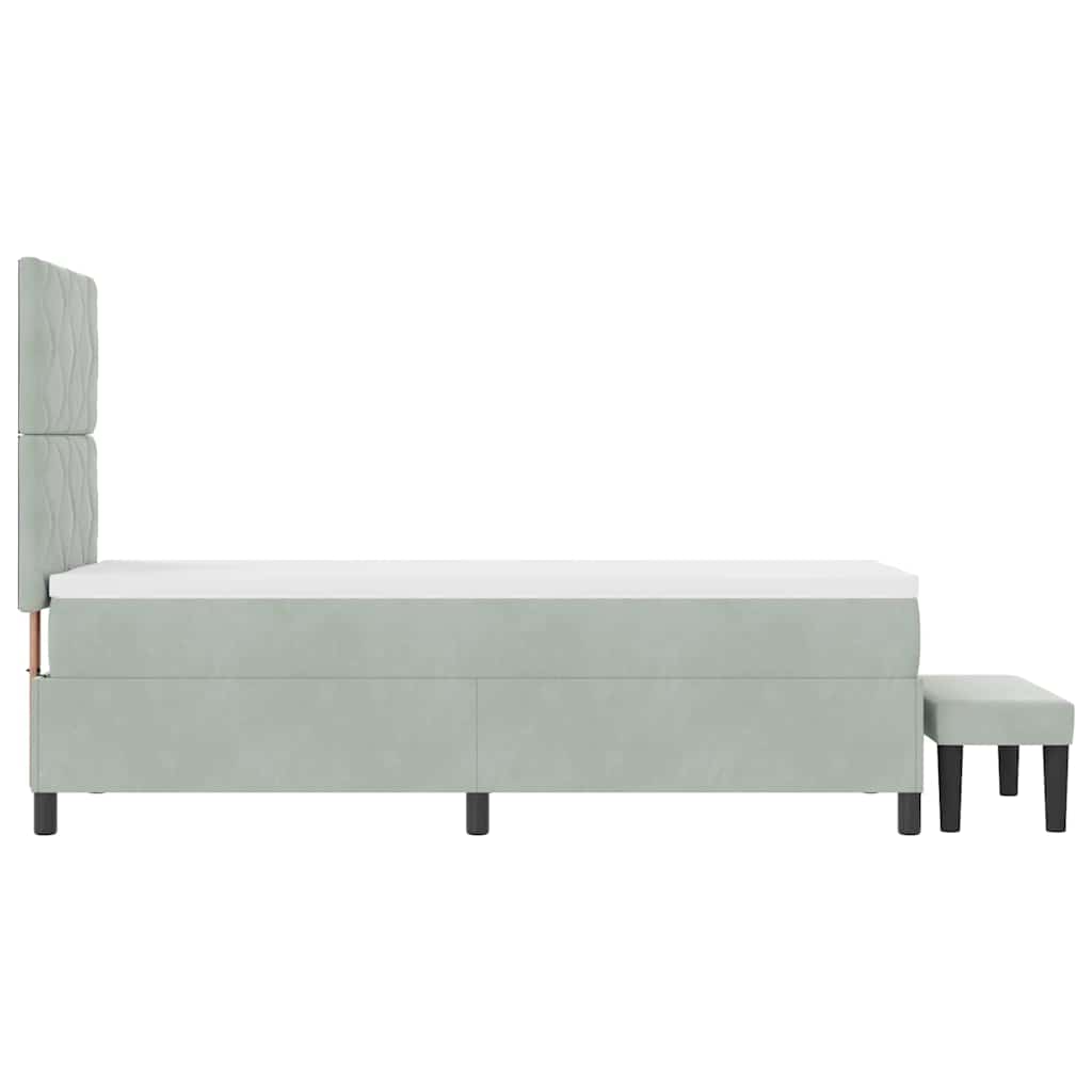 Lit à ressorts avec tête de lit Gris clair 200 x 80 cm Velours