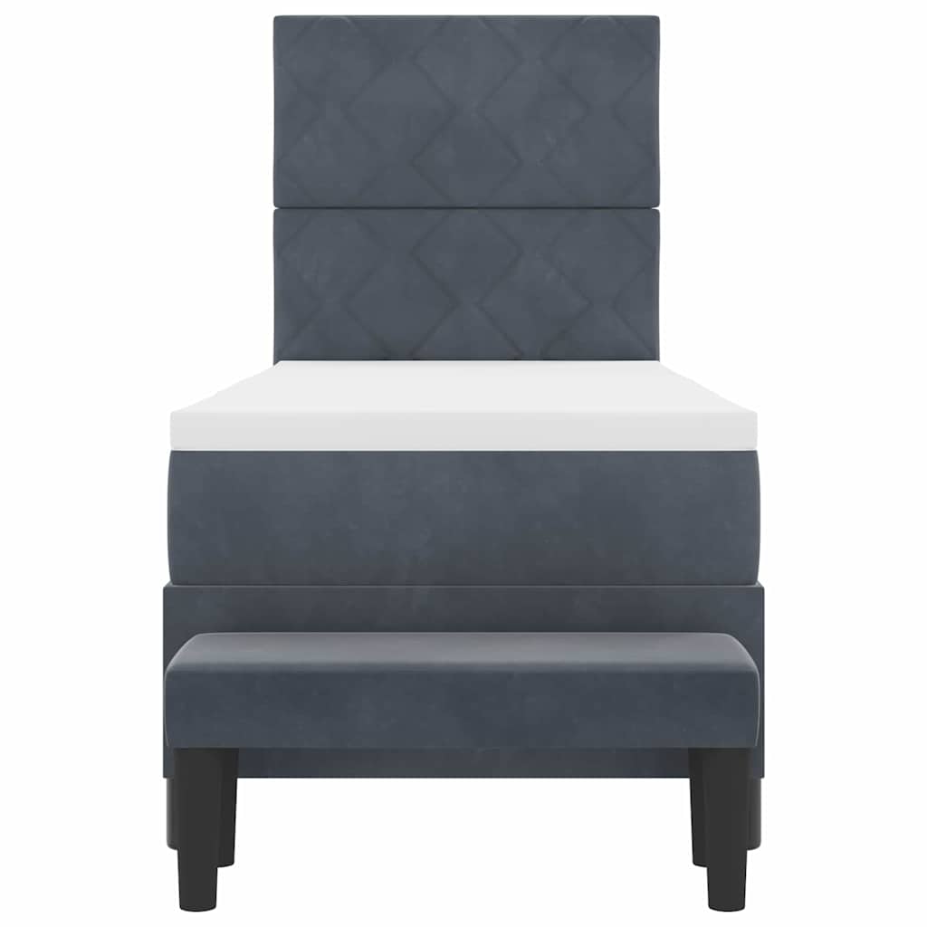 Lit à ressorts avec tête de lit Gris foncé 200 x 80 cm Velours