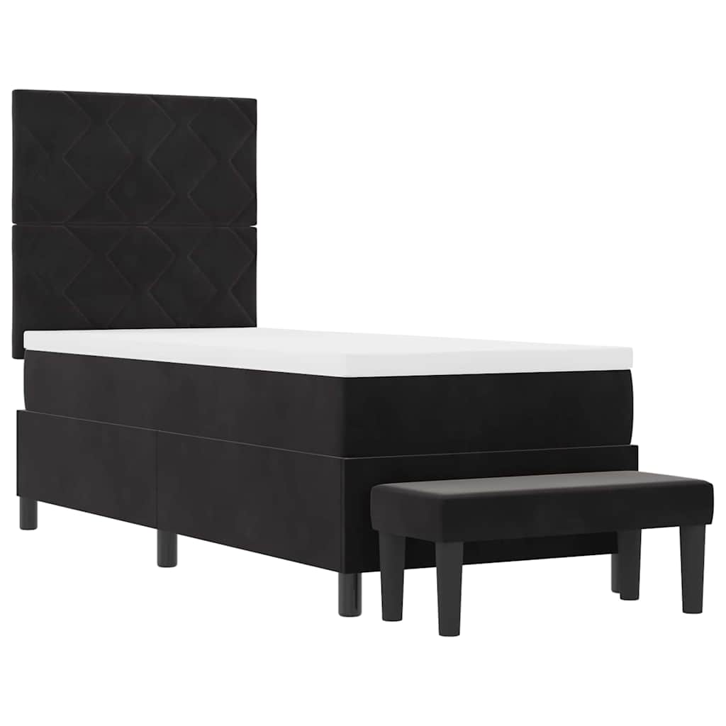 Lit à ressorts avec tête de lit Noir 200 x 80 cm Velours