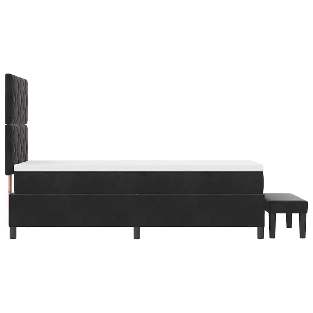Lit à ressorts avec tête de lit Noir 200 x 80 cm Velours