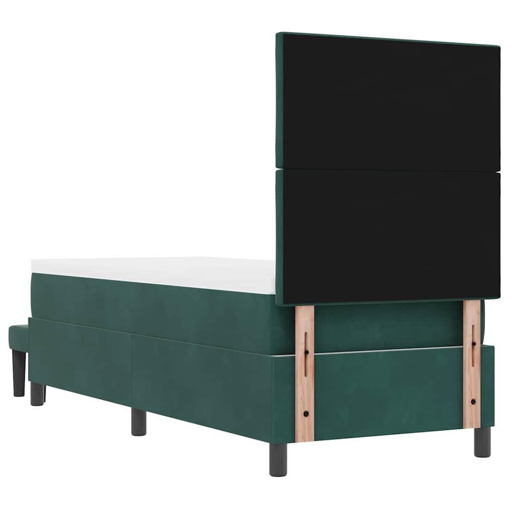 Lit à ressorts avec tête de lit Vert foncé 200 x 80 cm Velours