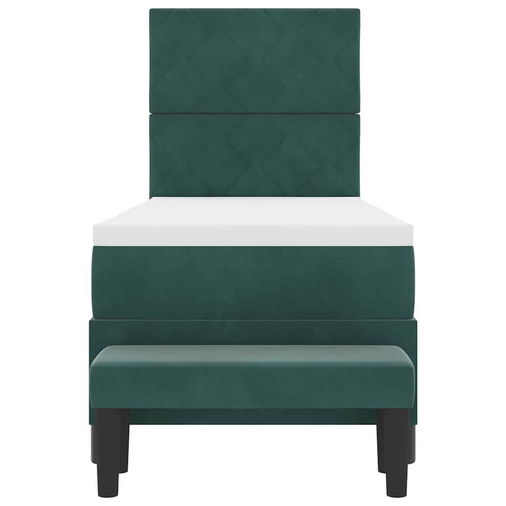 Lit à ressorts avec tête de lit Vert foncé 200 x 80 cm Velours
