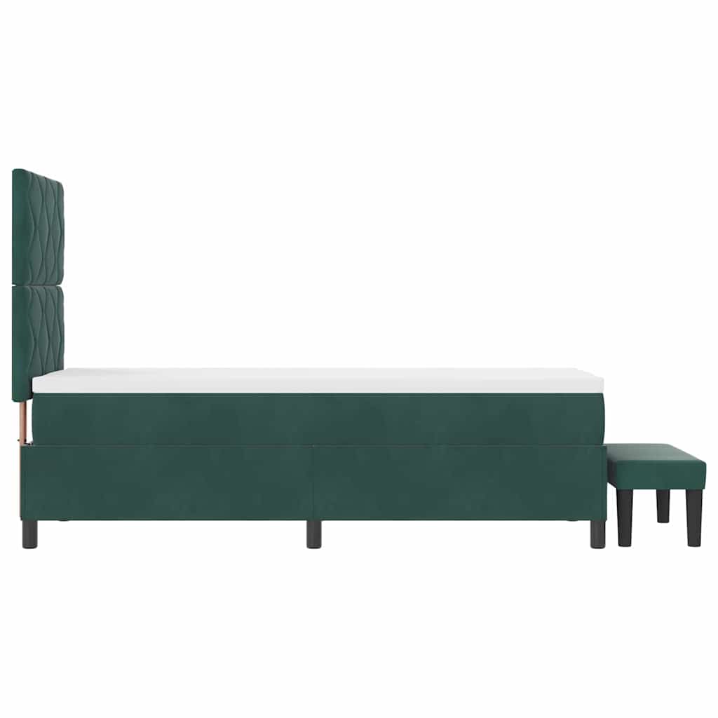 Lit à ressorts avec tête de lit Vert foncé 200 x 80 cm Velours