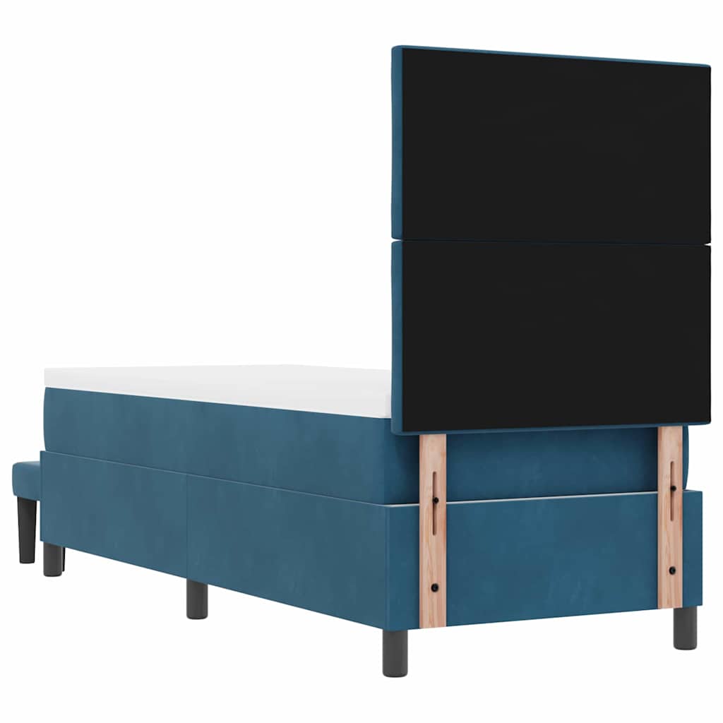 Lit à ressorts avec tête de lit Bleu foncé 200 x 80 cm Velours