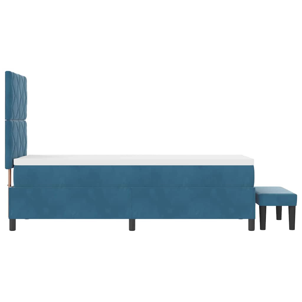 Lit à ressorts avec tête de lit Bleu foncé 200 x 80 cm Velours