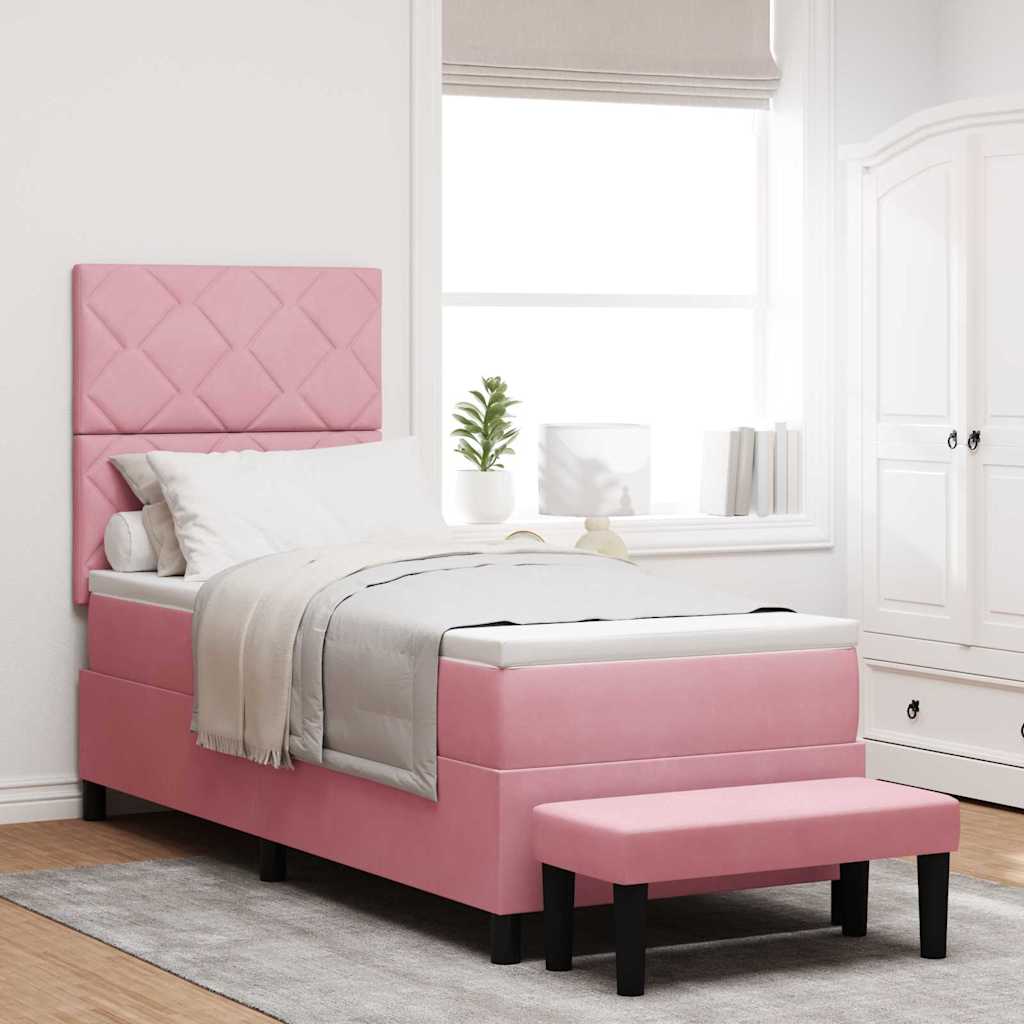 Lit à ressorts avec tête de lit Rose 200 x 80 cm Velours - XIOS