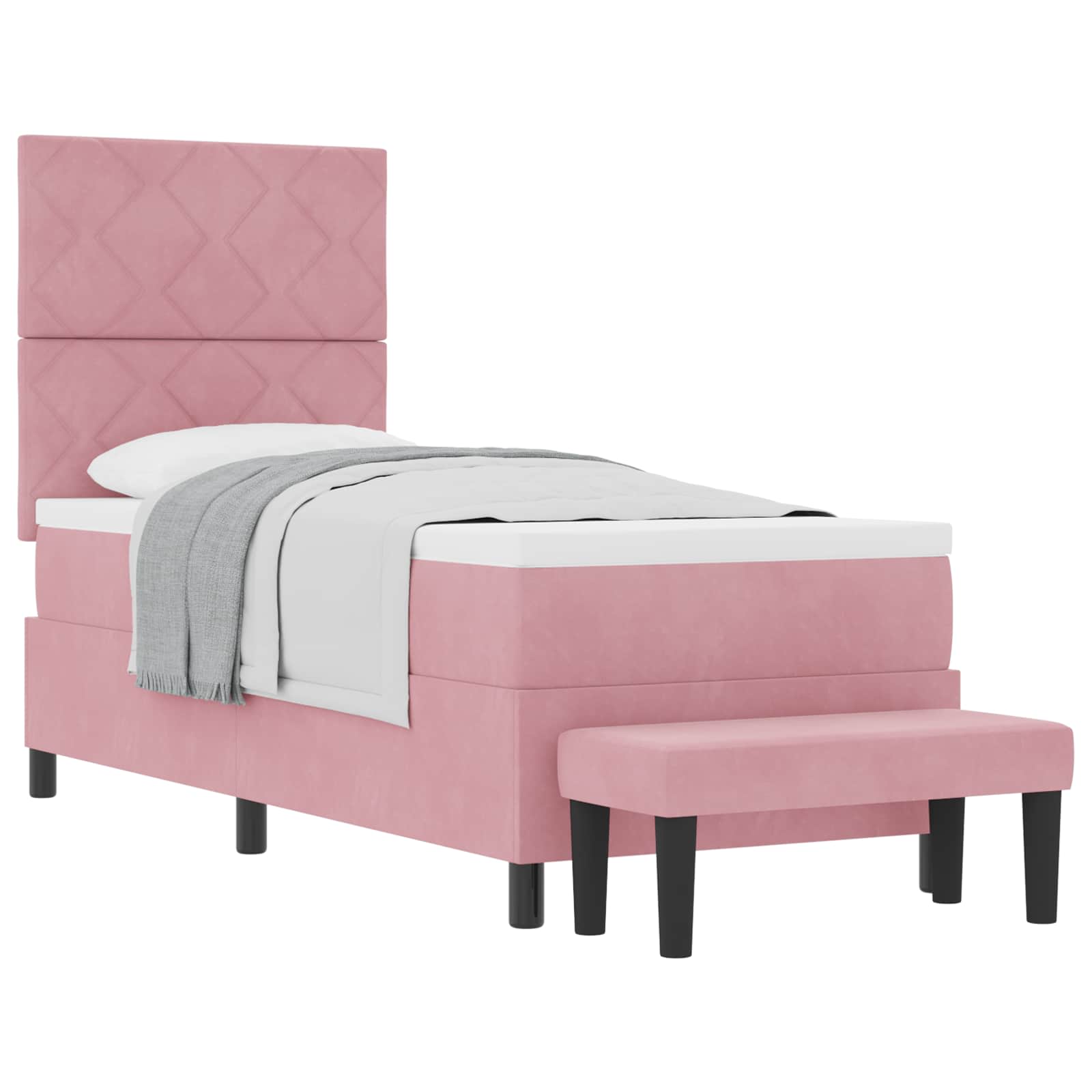 Lit à ressorts avec tête de lit Rose 200 x 80 cm Velours - XIOS