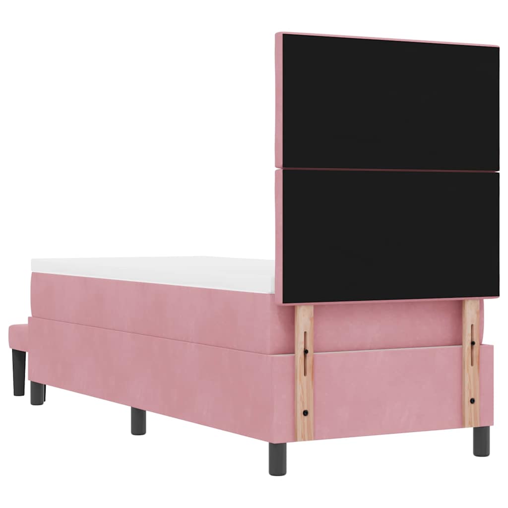 Lit à ressorts avec tête de lit Rose 200 x 80 cm Velours