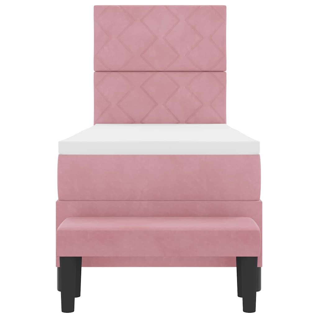 Lit à ressorts avec tête de lit Rose 200 x 80 cm Velours
