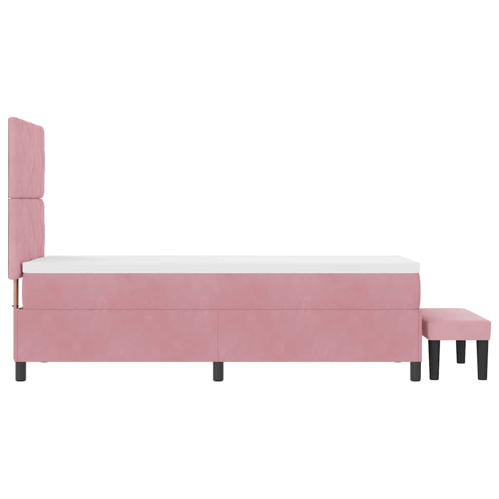 Lit à ressorts avec tête de lit Rose 200 x 80 cm Velours