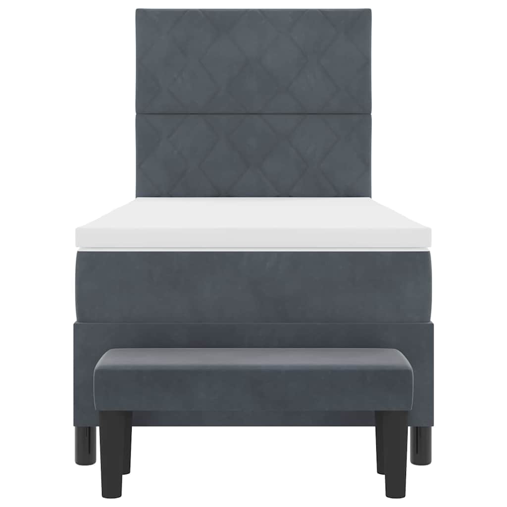 Lit à ressorts avec matelas Gris foncé 90 x 200 cm Velours - XIOS