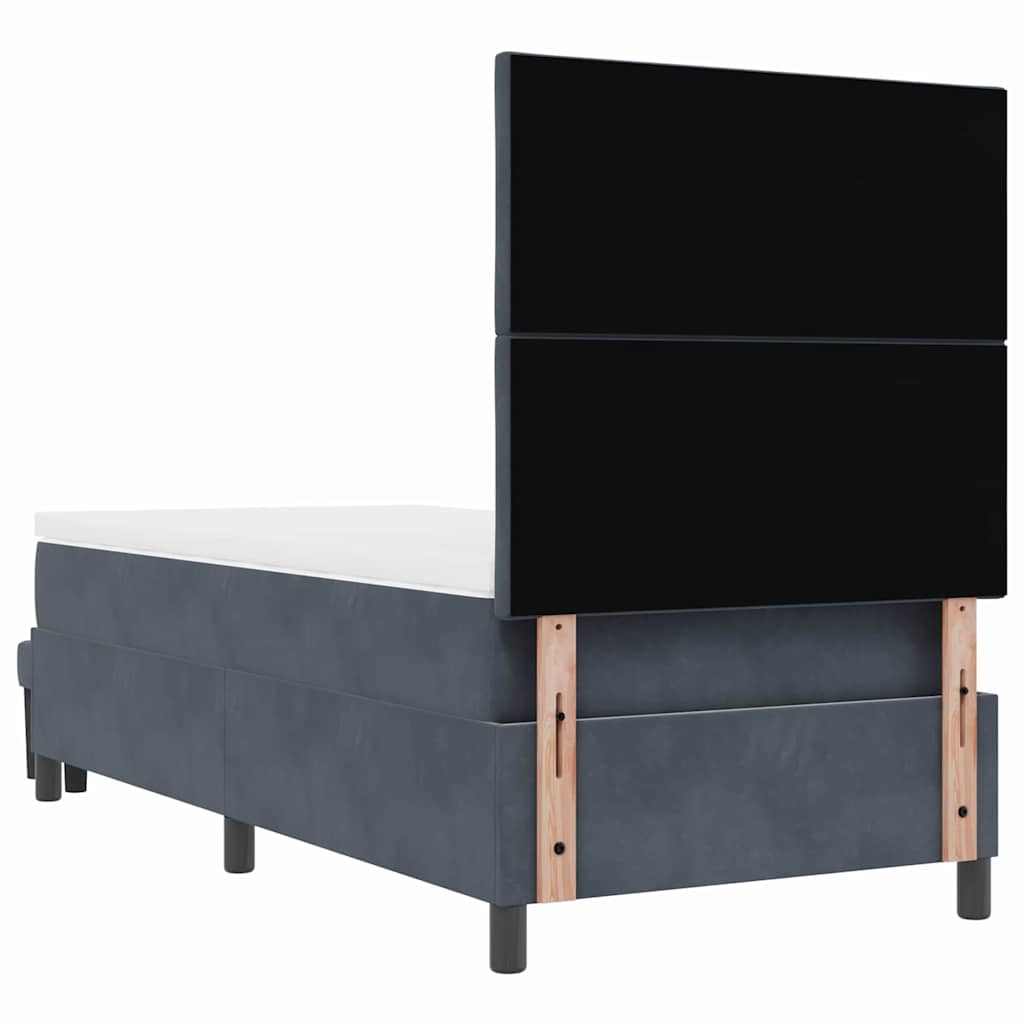 Lit à ressorts avec tête de lit Gris foncé 200 x 100 cm Velours