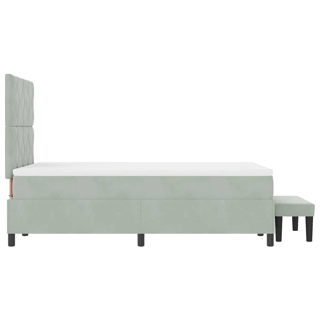 Lit à ressorts avec tête de lit Gris clair 190 x 120 cm Velours