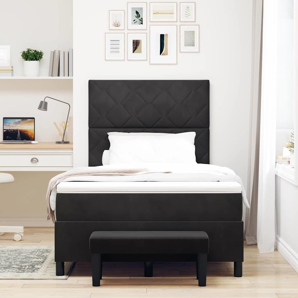 Lit à ressorts avec matelas Noir 120 x 190 cm Velours - XIOS