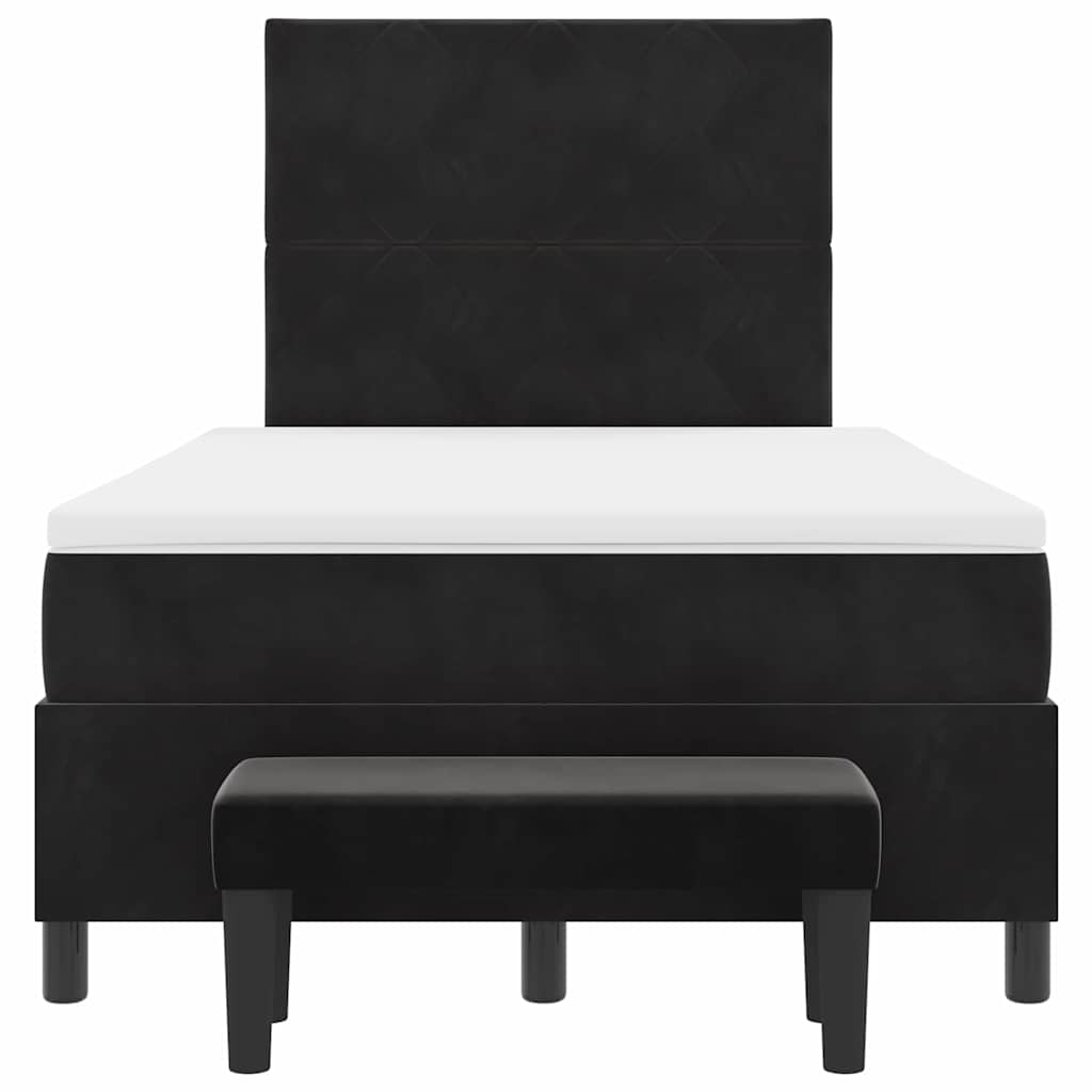 Lit à ressorts avec matelas Noir 120 x 190 cm Velours - XIOS