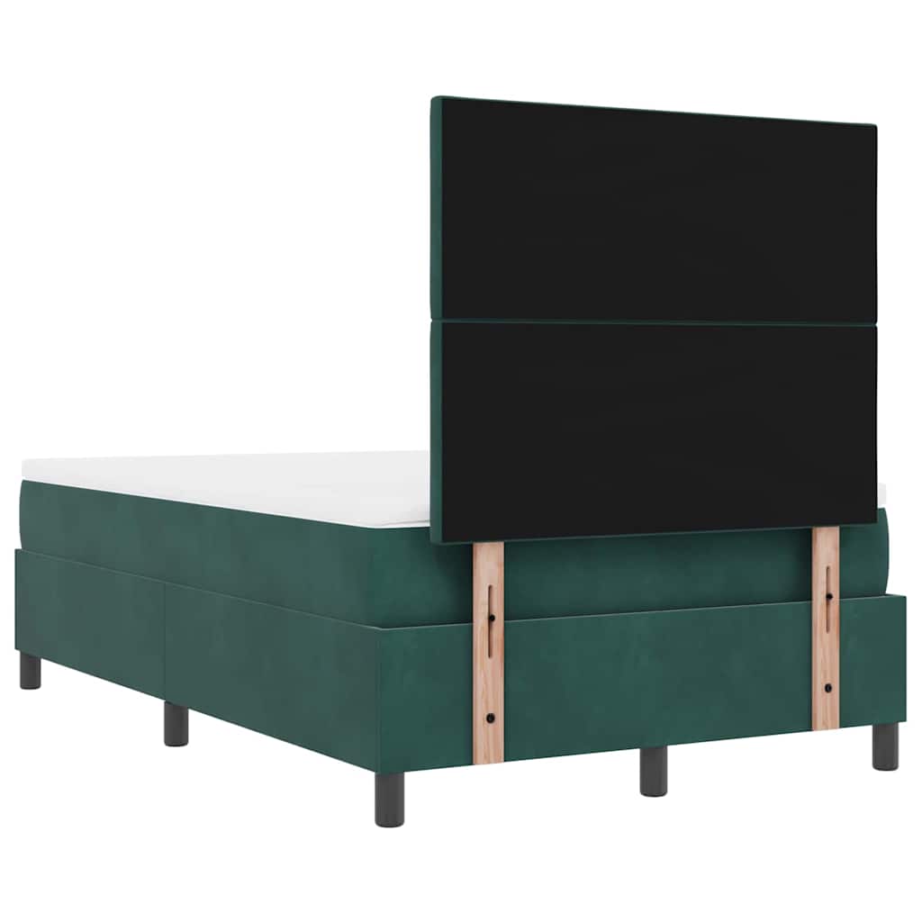 Lit à ressorts avec tête de lit Vert foncé 190 x 120 cm Velours