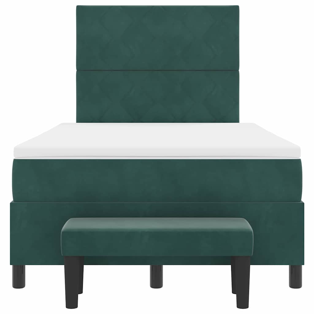 Lit à ressorts avec tête de lit Vert foncé 190 x 120 cm Velours