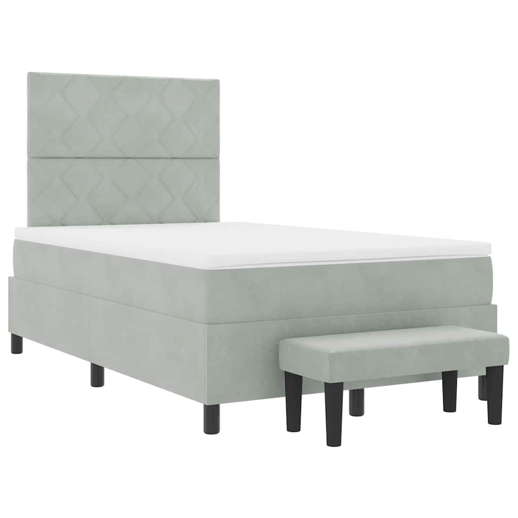 Lit à ressorts avec coussin Gris clair 200 x 120 cm Velours