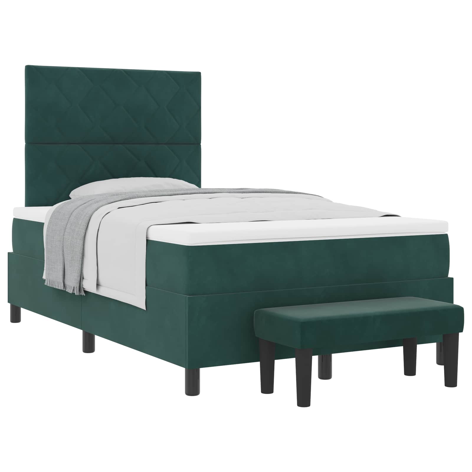Lit à ressorts avec coussin Vert foncé 200 x 120 cm Velours