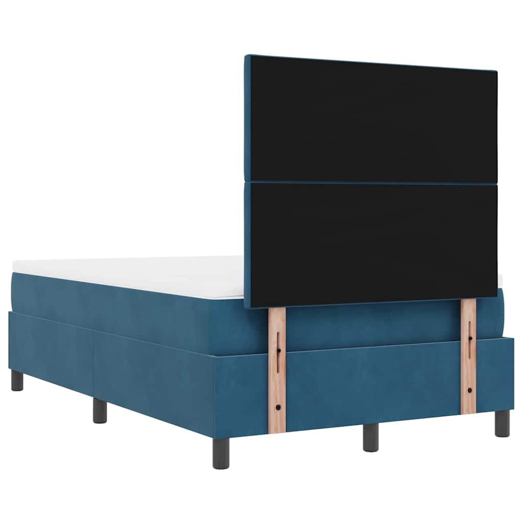 Lit à ressorts avec tête de lit Bleu foncé 200 x 120 cm Velours