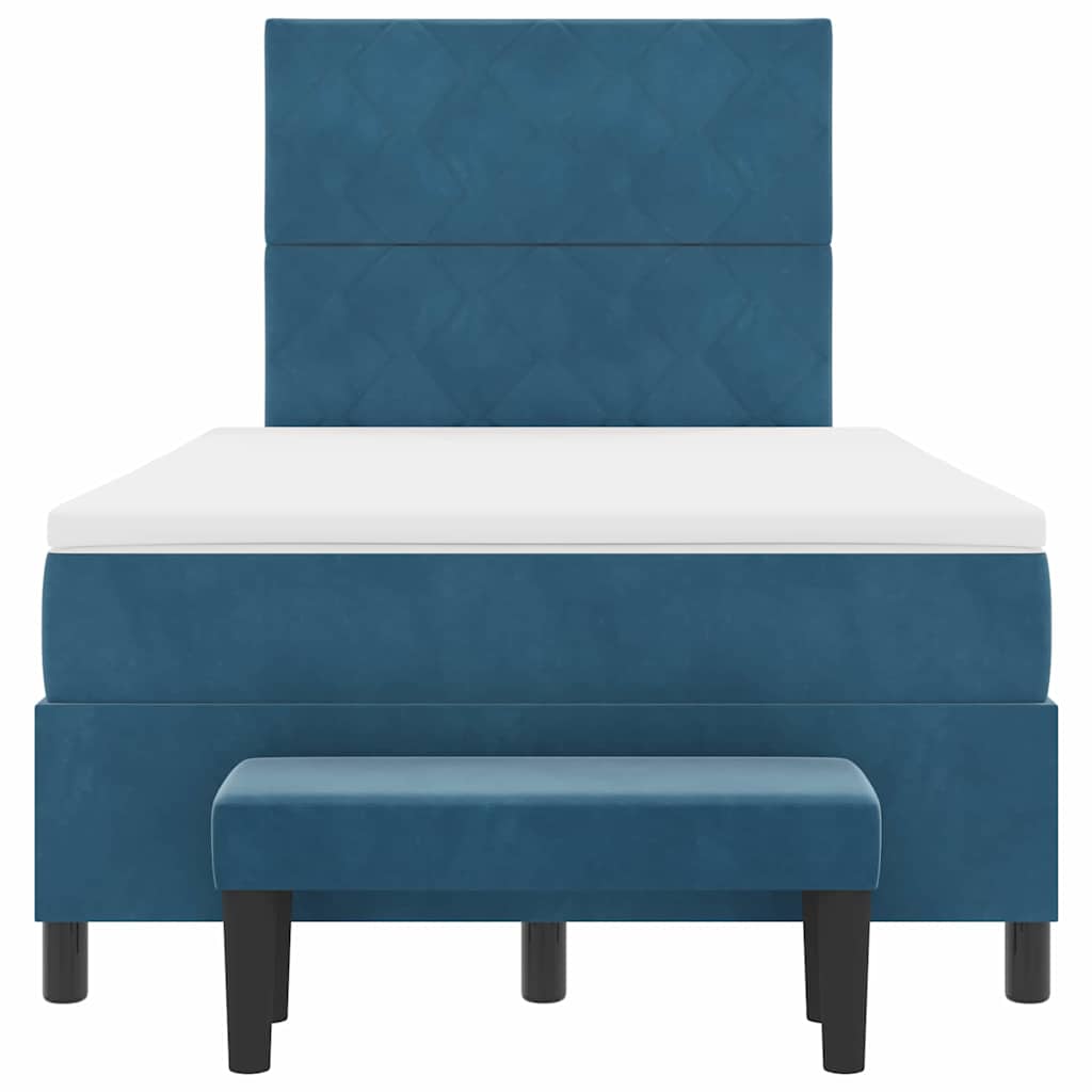 Lit à ressorts avec tête de lit Bleu foncé 200 x 120 cm Velours