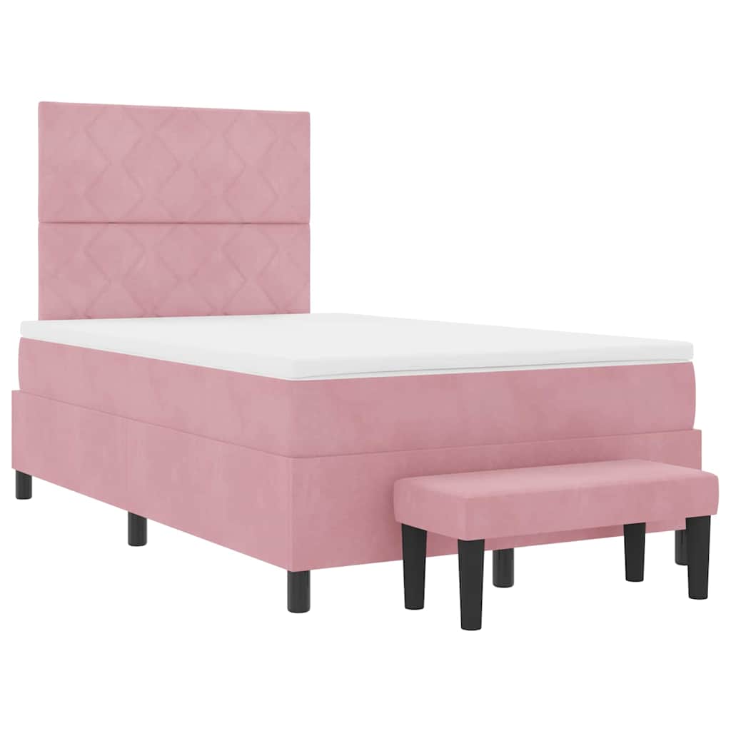 Lit à ressorts avec tête de lit Rose 200 x 120 cm Velours