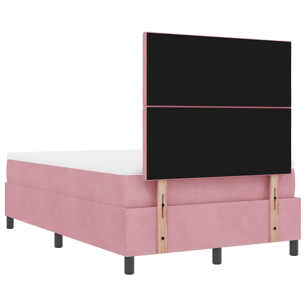 Lit à ressorts avec tête de lit Rose 200 x 120 cm Velours