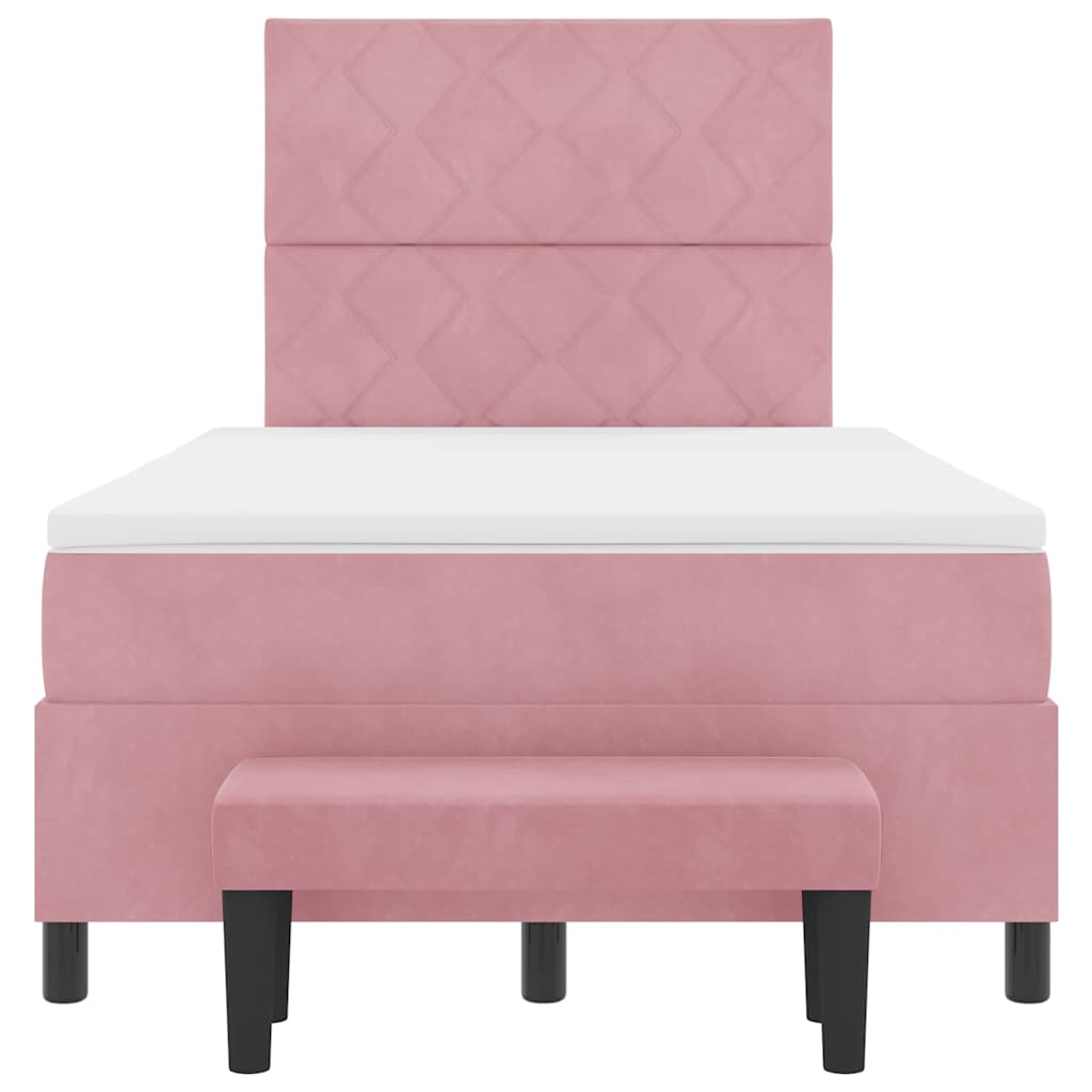 Lit à ressorts avec tête de lit Rose 200 x 120 cm Velours