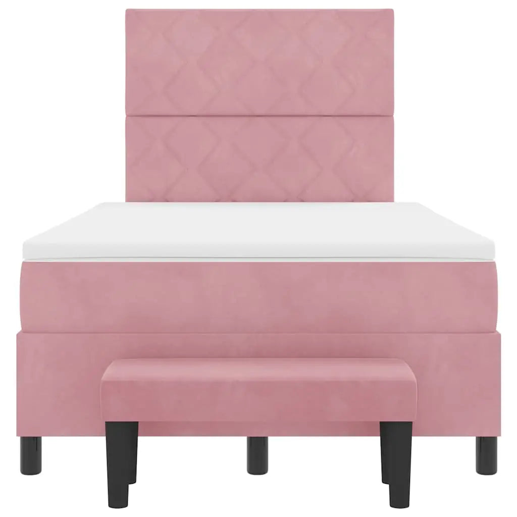 Lit à ressorts avec tête de lit Rose 200 x 120 cm Velours - XIOS