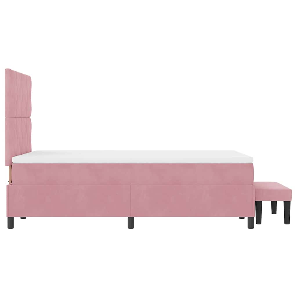 Lit à ressorts avec tête de lit Rose 200 x 120 cm Velours