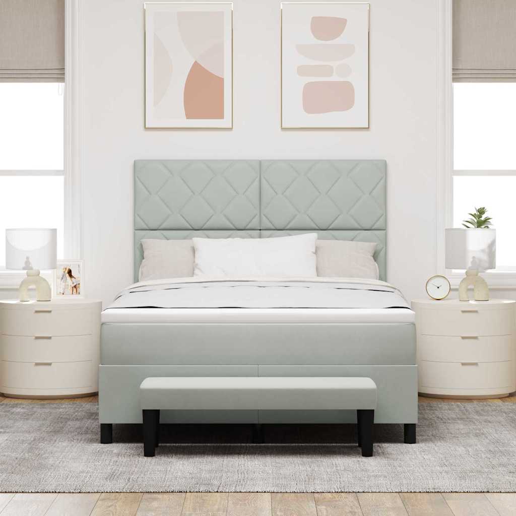 Lit à ressorts avec tête de lit Gris clair 200 x 140 cm Velours