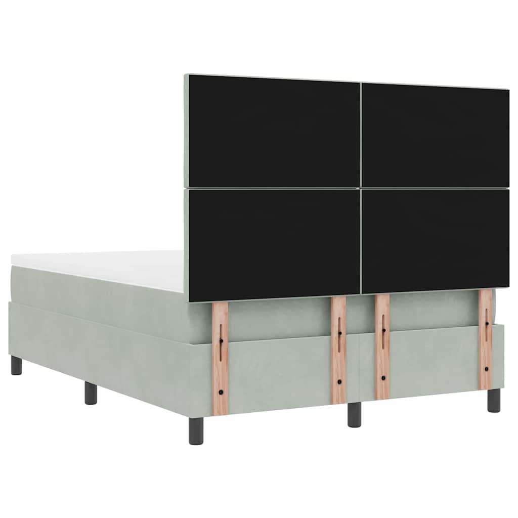 Lit à ressorts avec tête de lit Gris clair 200 x 140 cm Velours