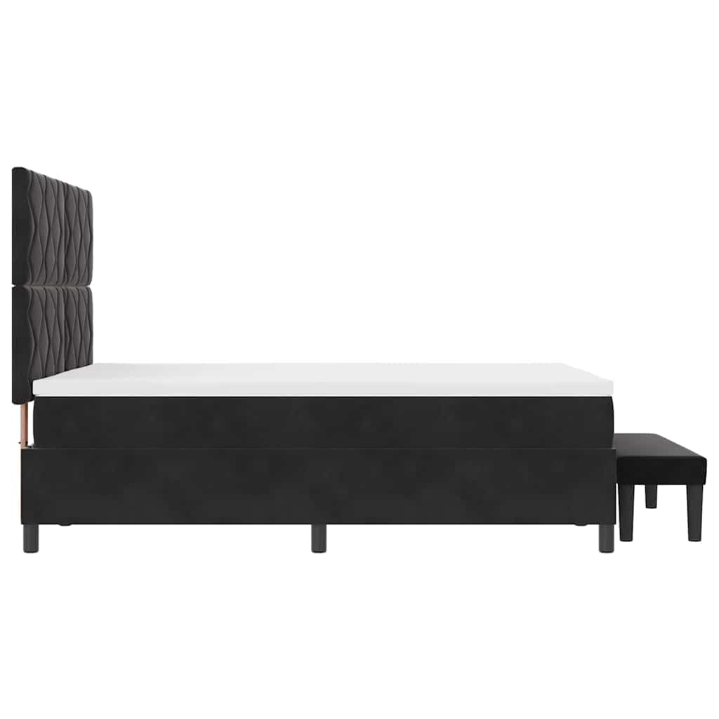 Lit à ressorts avec tête de lit Noir 200 x 140 cm Velours