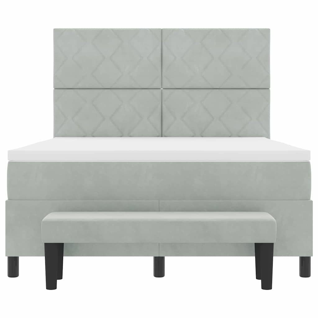 Lit à ressorts avec matelas Gris clair 160 x 200 cm Velours - XIOS